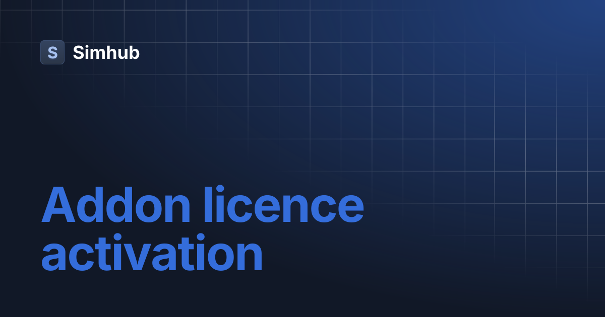 Addon licence activation | Simhub