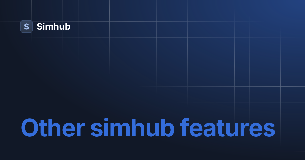 Other simhub features | Simhub