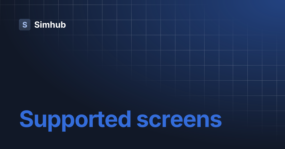 Supported screens | Simhub